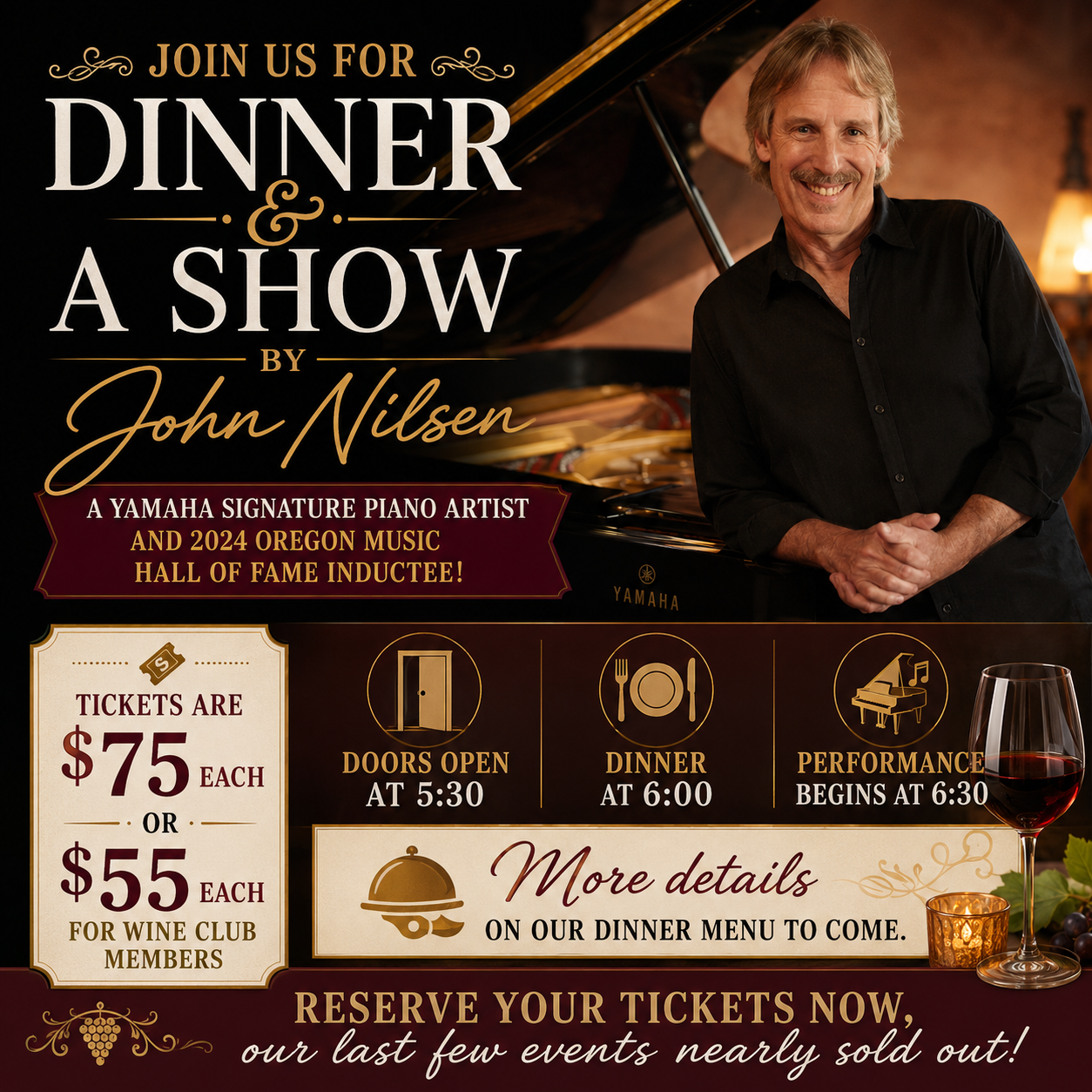 Yamaha Artist, John Nilsen: Friday, June 26th Dinner and Show