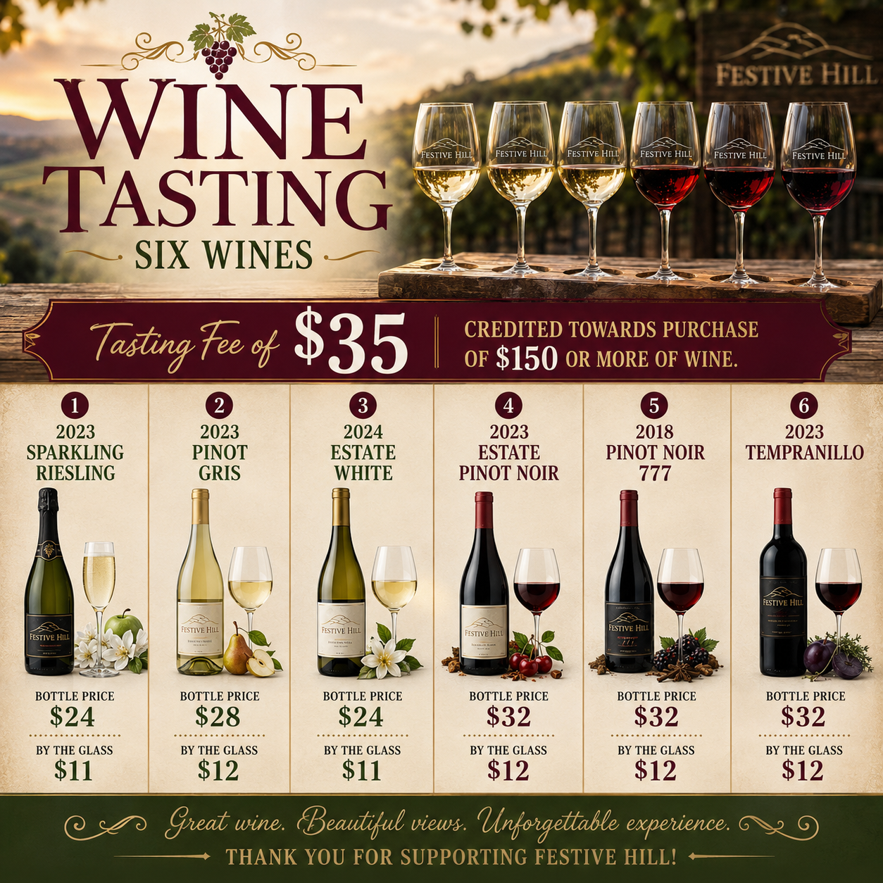 Wine Flight Tasting: Premium Estate Flight