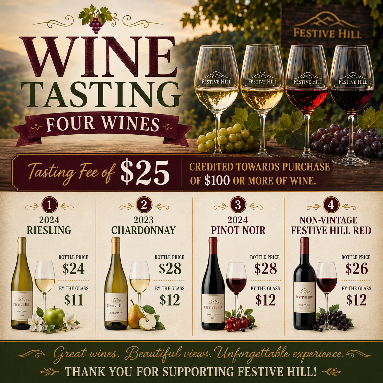 5$ Intro Wine Flight Tasting